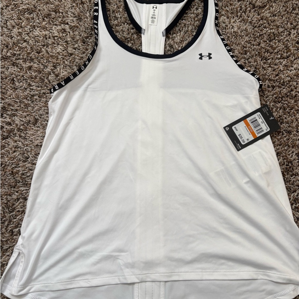 Under Armour White Racerback Tank with Black Trim